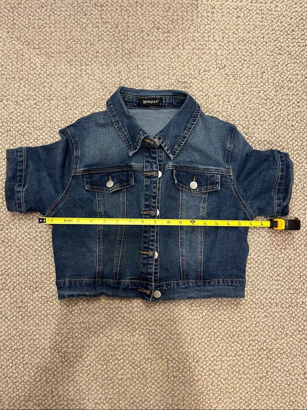 Allegra K Denim Short Sleeve Jacket - Picture 6 of 9